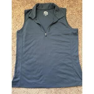 Slazenger Womens Sz Med‎ Sleeveless Golf Polo Shirt Blue Quarter Zip